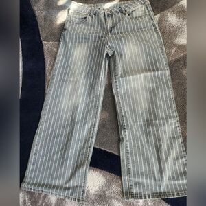 Striped Wide-Leg  Woman Jeans Size XL